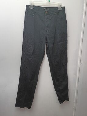 Black Embroidered Slim Pants